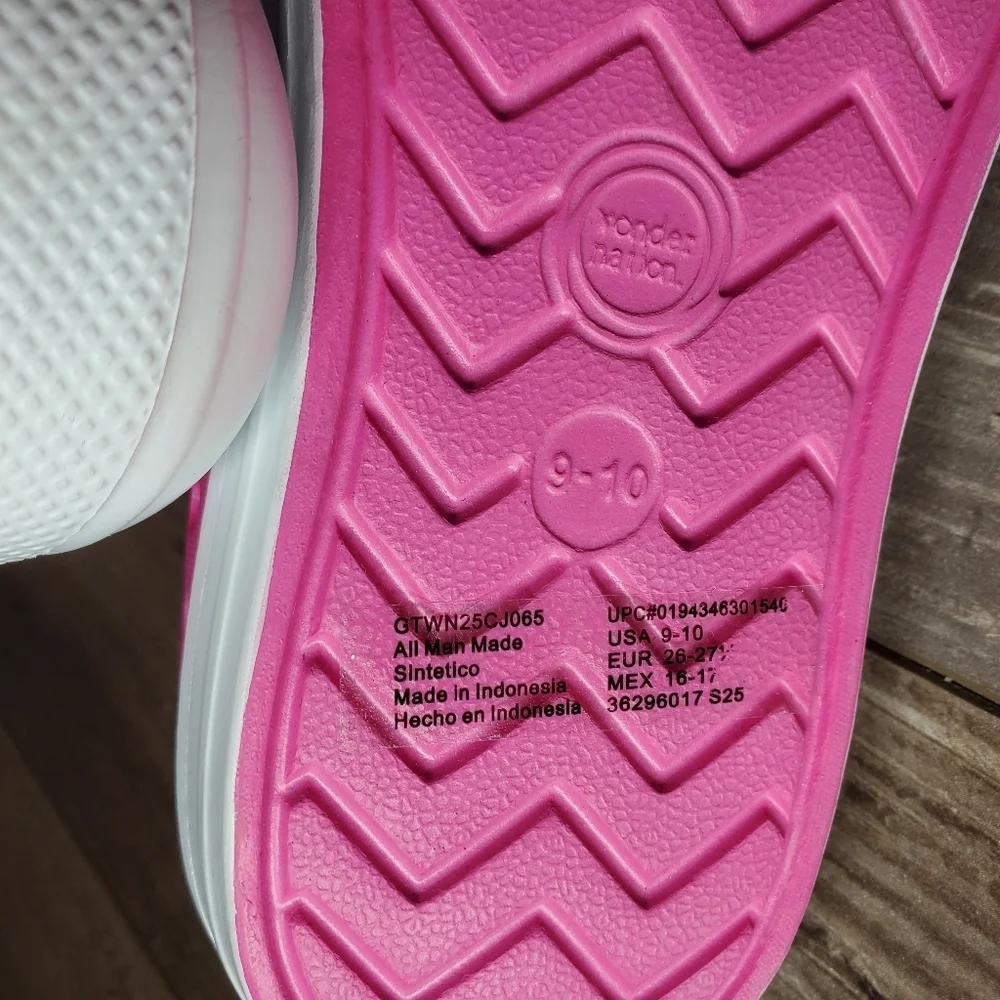 NWT Wonder Nation Toddler Kids EVA Water Sneakers Pink & White Girls Size 9/10